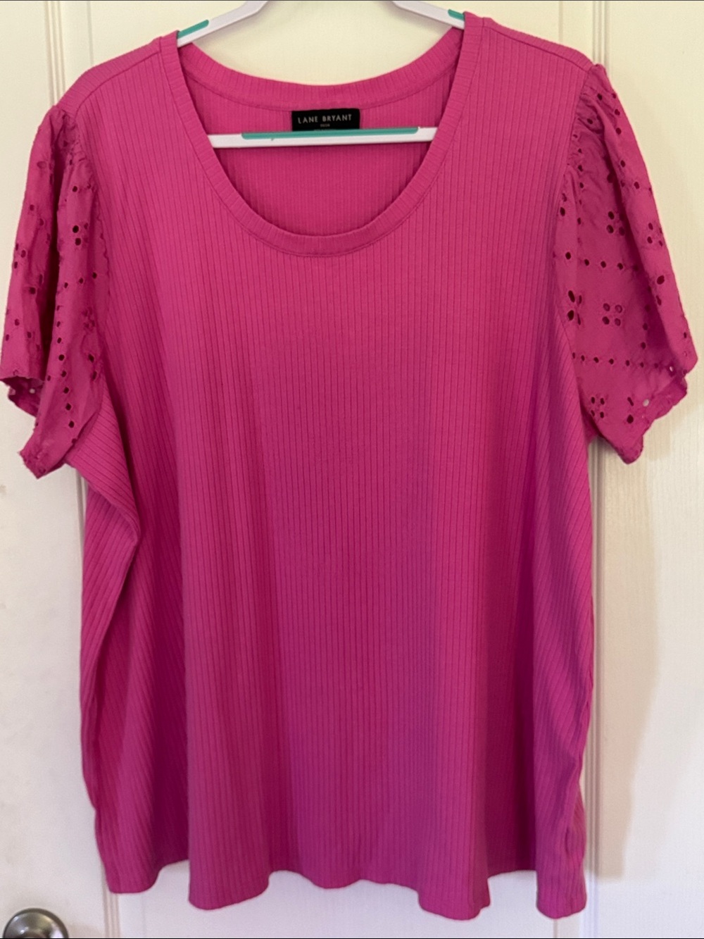 Lane Bryant Pink Scoop Neck Short Sleeve Top